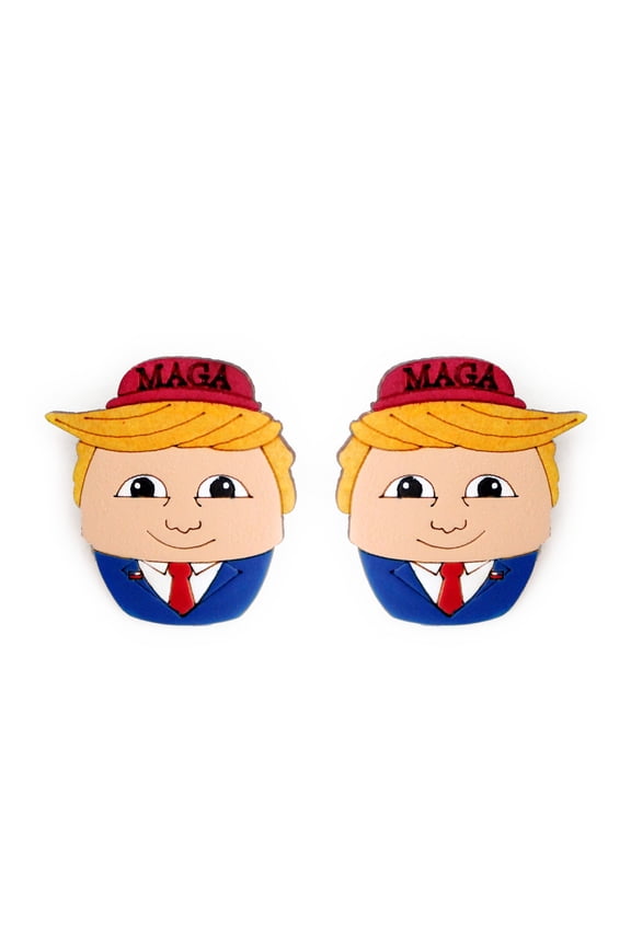 Trump 2024 Wooden Stud Earrings, MAGA, Red, White and Blue, Handmade, Lightweight Patriotic Accessories, eco-friendly studs