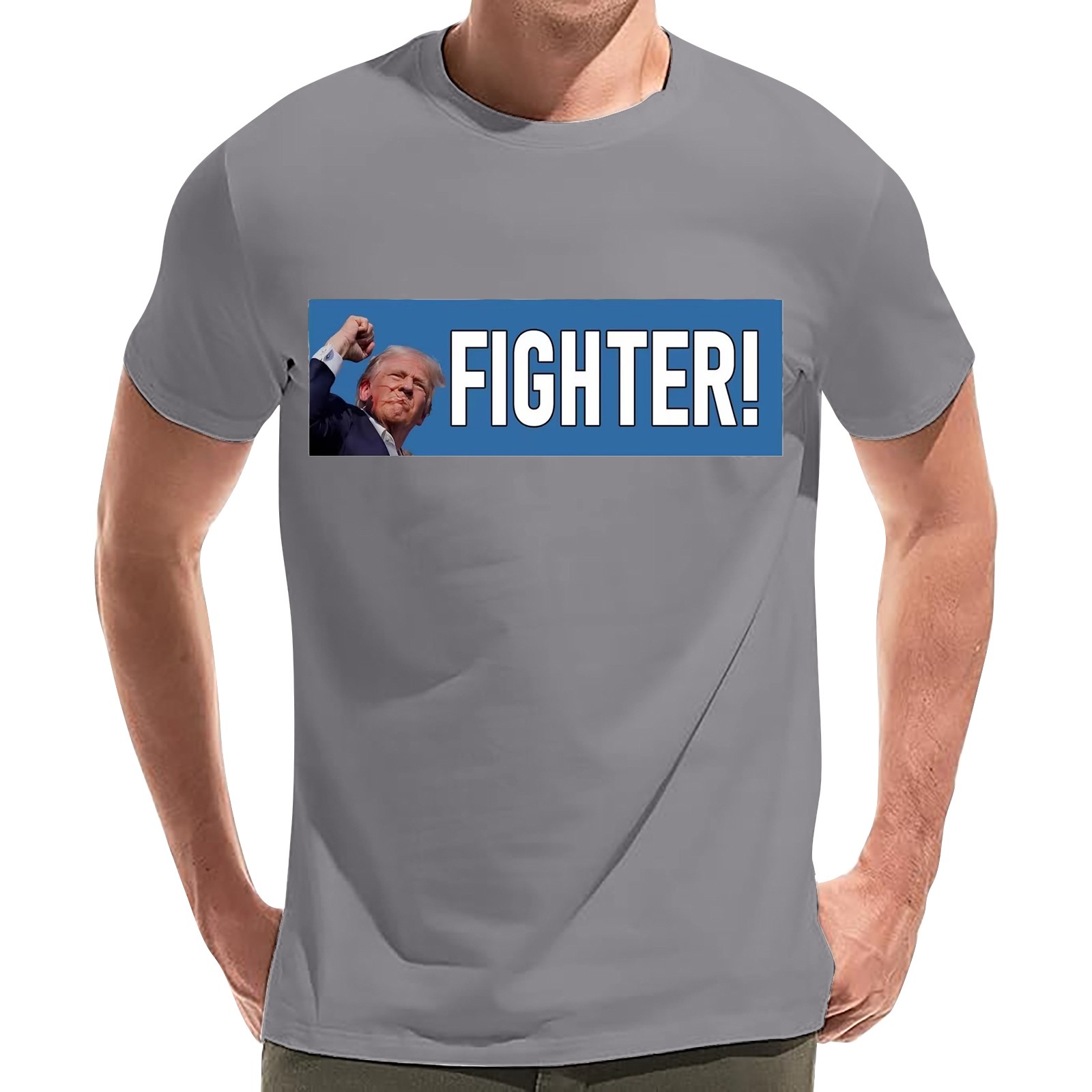 Trump Shirt 2024 Pinrted Crew Neck Unisex Classic TShirt Grey 3XL