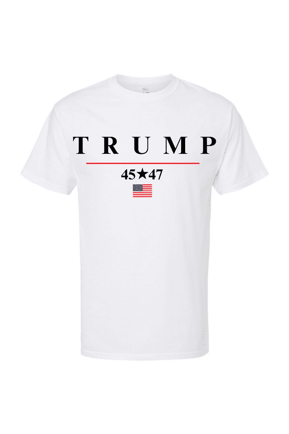 Trump 45-47 American Pride Printed Short Sleeve T-Shirt, Patriotic Political Support Trump Crewneck Shirt