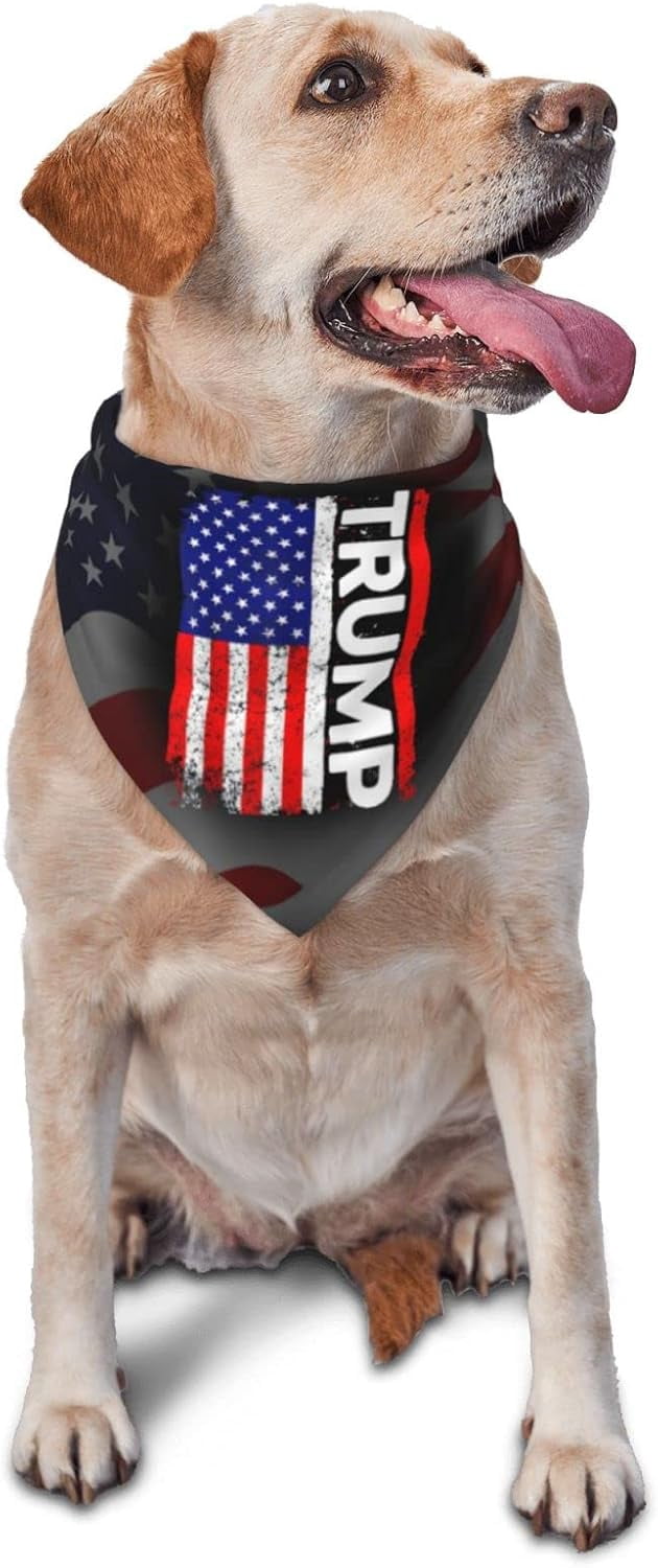 Trump American Flag Design Triangle Dog Bandana Scarf Accessories for Pet Bibs