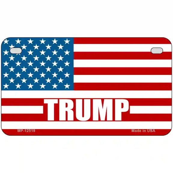 Trump American Flag Novelty Metal License Plate 7" x 4" Motorcycle (MP)