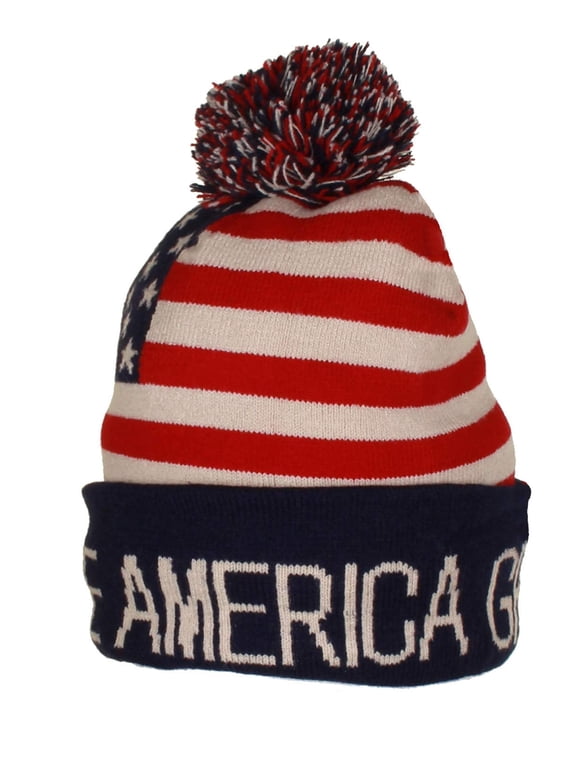 Trump Beanie Ski Cap Hat - Keep America Great Again, USA Flag Design, MAGA Winter Beanie Hat