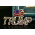 thumbnail image 1 of Trump Brooch Rhinestone Lapel Pin with USA Flag Support President Donald J Trump, 1 of 8