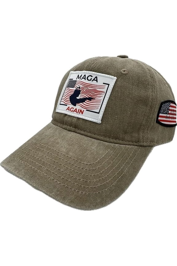 Trump Cap -MAGA Again, Trump 2024 Campaign Hat, Donald Trump Hat USA Flag, Support Trump Vintage/Washed Denim Cap