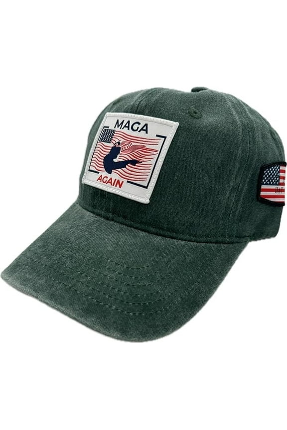 Trump Cap -MAGA Again, Trump 2024 Campaign Hat, Donald Trump Hat USA Flag, Support Trump Vintage/Washed Denim Cap