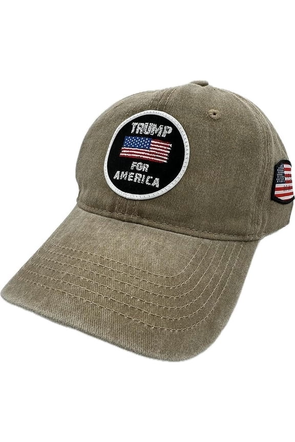 Trump Cap -Trump for America, Trump 2024 Campaign Hat, Donald Trump Hat USA Flag, Trump Support Vintage/Washed Denim Cap