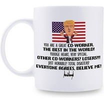 Trump Coworker Mug - Trump Coworker Leaving Gift Congratulations Encouragement Gifts for Coworker - Trump Birthday Xmas Gifts for Coworker - 11 oz Coffee Mug (Trump Co-worker Mug)
