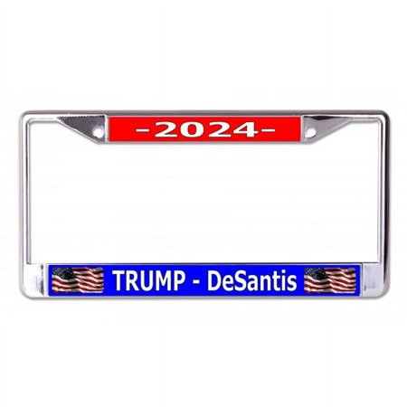 212 Main LPO7317 6 x 12 in. Trump Desantis 2024 Chrome License Plate Frame