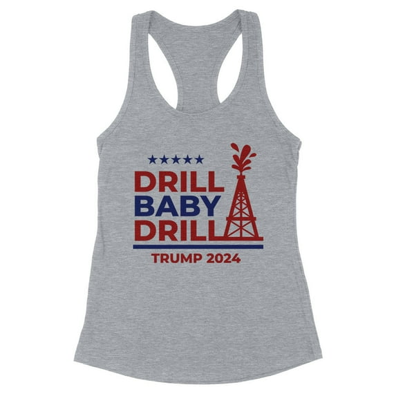 Trump Drill Baby Tank Top Fitted Racerback Women's X-Small Heather Grey