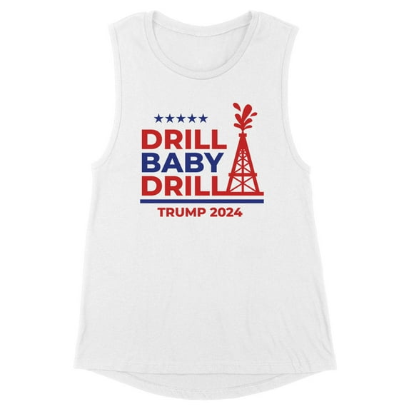 Trump Drill Baby Women's Muscle Tank Large White