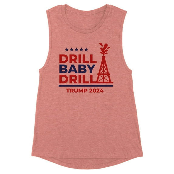 Trump Drill Baby Women's Muscle Tank X-Small Desert Pink