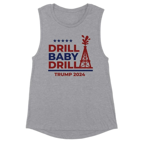 Trump Drill Baby Women's Muscle Tank X-Small Heather Grey