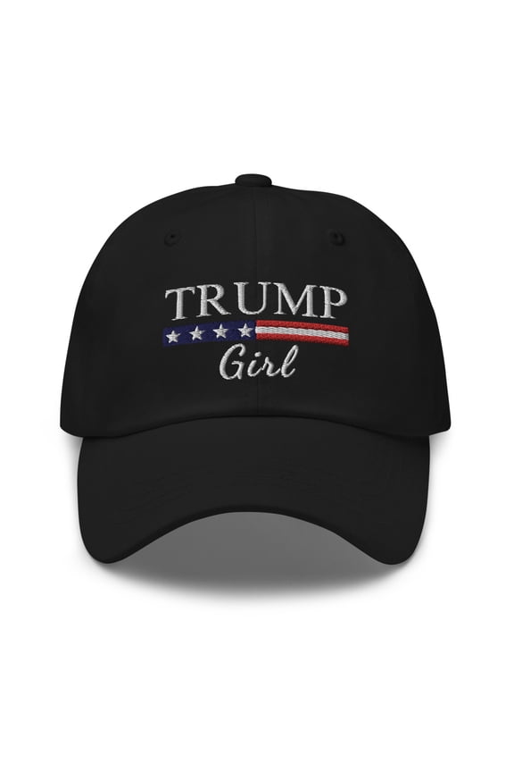 Trump Girl Hat, Trump Girl Dad Hat, American Flag Hat, Trump 2024 Hat, Conservative Hat, Vote Trump Hat, Republican Trump Girl Hat (Black)