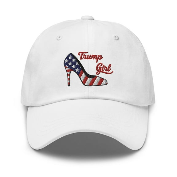 Trump Girl Hat, Trump Girl Dad Hat, Conservative Hat, American Flag Hat, Vote Trump Hat, Trump 2024 Hat, Republican Trump Girl Hat (White)