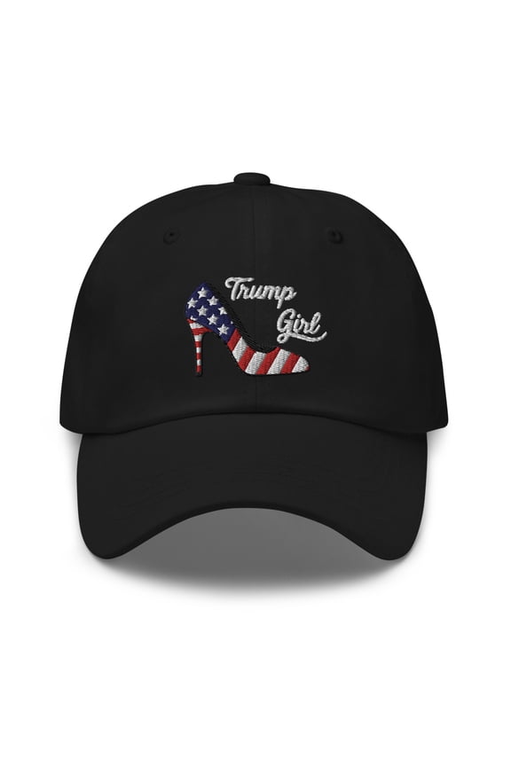 Trump Girl Hat, Trump Girl Dad Hat, Conservative Hat, Trump 2024 Hat, American Flag Hat, Vote Trump Hat, Republican Trump Girl Hat (Black)