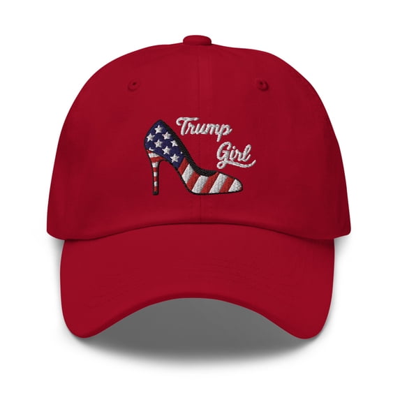 Trump Girl Hat, Trump Girl Dad Hat, Conservative Hat, Trump 2024 Hat, American Flag Hat, Vote Trump Hat, Republican Trump Girl Hat (Cranberry)