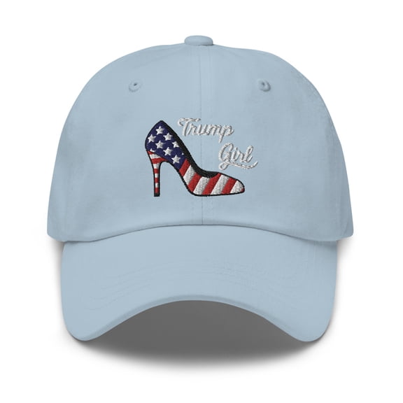 Trump Girl Hat, Trump Girl Dad Hat, Conservative Hat, Trump 2024 Hat, American Flag Hat, Vote Trump Hat, Republican Trump Girl Hat (Light Blue)