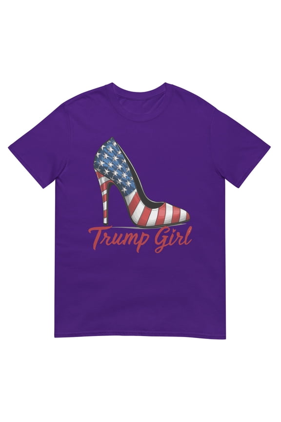 Trump Girl High Heel Stilettos American Flag Trump 2024 T-Shirt (Purple, S)