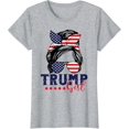 thumbnail image 1 of Trump Girl Messy Bun Trump 2024 Election American Flag T-Shirt Ethyie, 1 of 4