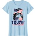thumbnail image 1 of Trump Girl Messy Bun Trump 2024 Election American Flag T-Shirt Ethyie, 1 of 4