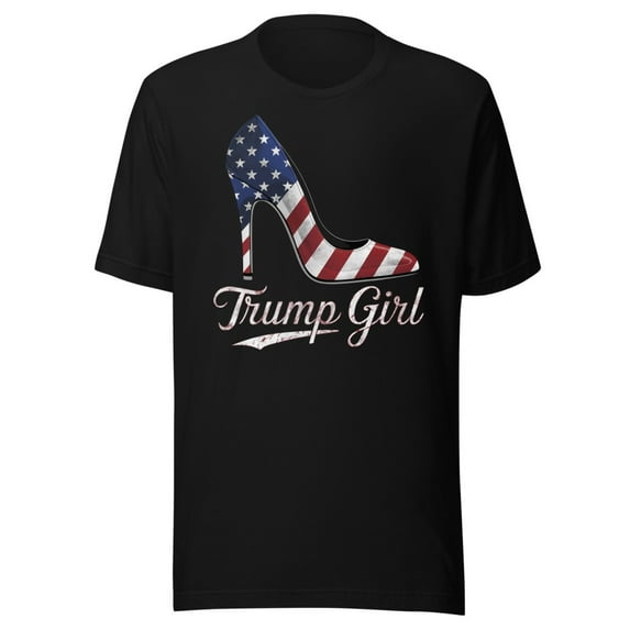 Trump Girl Shirt, Unisex, Trump High Heel Shirt, Fourth Of July, Trump Stiletto Shirt, American Flag High Heel, Trump 2024 Shirt, USA Pride (Black, XL)