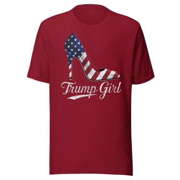 Trump Girl Shirt, Unisex, Trump High Heel Shirt, Fourth Of July, Trump Stiletto Shirt, American Flag High Heel, Trump 2024 Shirt, USA Pride (Cardinal, 2XL)