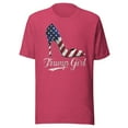 thumbnail image 1 of Trump Girl Shirt, Unisex, Trump High Heel Shirt, Fourth Of July, Trump Stiletto Shirt, American Flag High Heel, Trump 2024 Shirt, USA Pride (Heather Raspberry, 2XL), 1 of 1