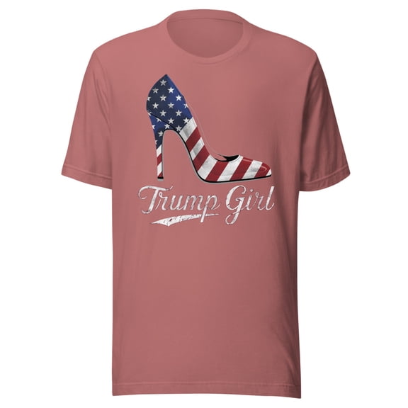 Trump Girl Shirt, Unisex, Trump High Heel Shirt, Fourth Of July, Trump Stiletto Shirt, American Flag High Heel, Trump 2024 Shirt, USA Pride (Mauve, S)