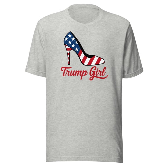 Trump Girl Shirt, Unisex, Trump High Heel Shirt, Trump Stiletto Shirt, American Flag High Heel, Trump 2024 Shirt, Fourth Of July, USA Pride (Athletic Heather, 2XL)