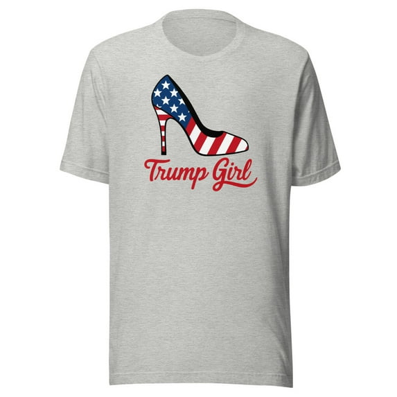 Trump Girl Shirt, Unisex, Trump High Heel Shirt, Trump Stiletto Shirt, American Flag High Heel, Trump 2024 Shirt, Fourth Of July, USA Pride (Athletic Heather, XL)