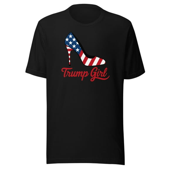 Trump Girl Shirt, Unisex, Trump High Heel Shirt, Trump Stiletto Shirt, American Flag High Heel, Trump 2024 Shirt, Fourth Of July, USA Pride (Black, S)