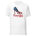 thumbnail image 1 of Trump Girl Shirt, Unisex, Trump High Heel Shirt, Trump Stiletto Shirt, American Flag High Heel, Trump 2024 Shirt, Fourth Of July, USA Pride (White, S), 1 of 1