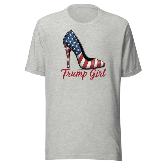 Trump Girl Shirt, Unisex, Trump High Heel Shirt, Trump Stiletto Shirt, American Flag High Heel, Fourth Of July, Trump 2024 Shirt, USA Pride (Athletic Heather, S)
