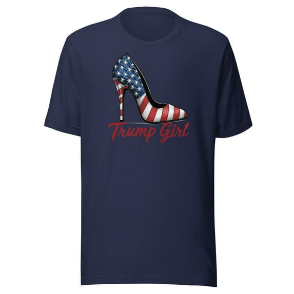 Trump Girl Shirt, Unisex, Trump High Heel Shirt, Trump Stiletto Shirt, American Flag High Heel, Fourth Of July, Trump 2024 Shirt, USA Pride (Navy, XL)