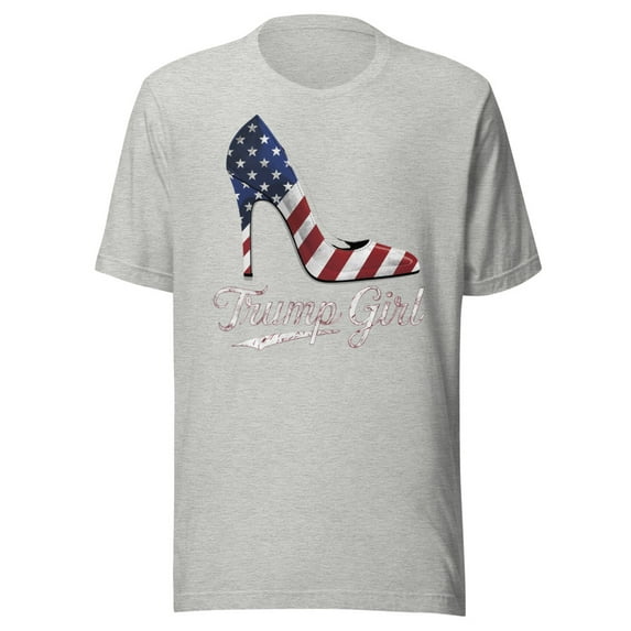 Trump Girl Shirt, Unisex, Trump High Heel Shirt, Fourth Of July, Trump Stiletto Shirt, American Flag High Heel, Trump 2024 Shirt, USA Pride (Athletic Heather, 2XL)