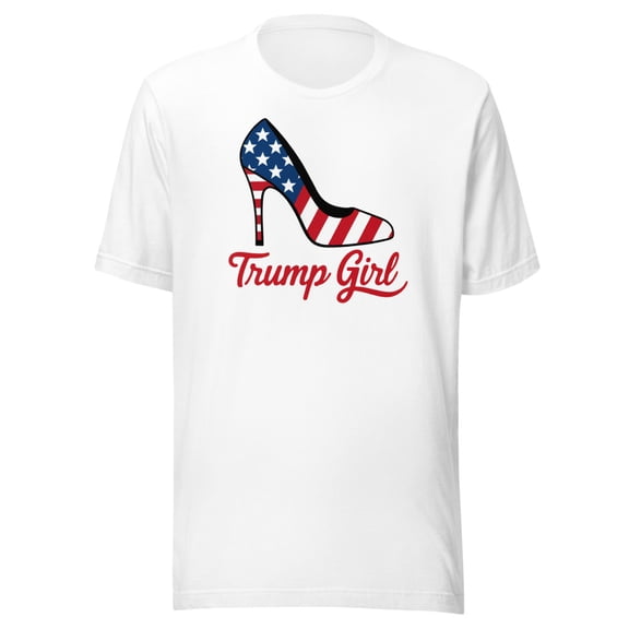 Trump Girl Shirt, Unisex, Trump High Heel Shirt, Trump Stiletto Shirt, American Flag High Heel, Trump 2024 Shirt, Fourth Of July, USA Pride (White, XL)