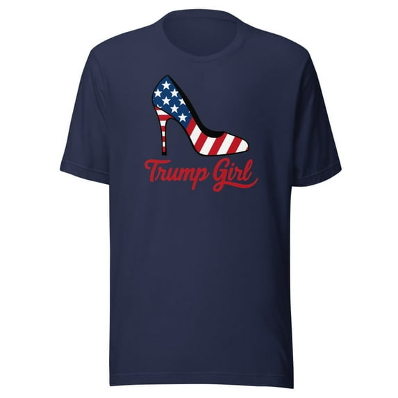 Trump Girl Shirt, Unisex, Trump High Heel Shirt, Trump Stiletto Shirt, American Flag High Heel, Trump 2024 Shirt, Fourth Of July, USA Pride (Navy, L)