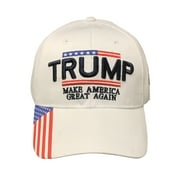 Trump Hat Make America Great Again   MAGA Hat with American Flag - Donald Trump 2024 High Quality Cap -White
