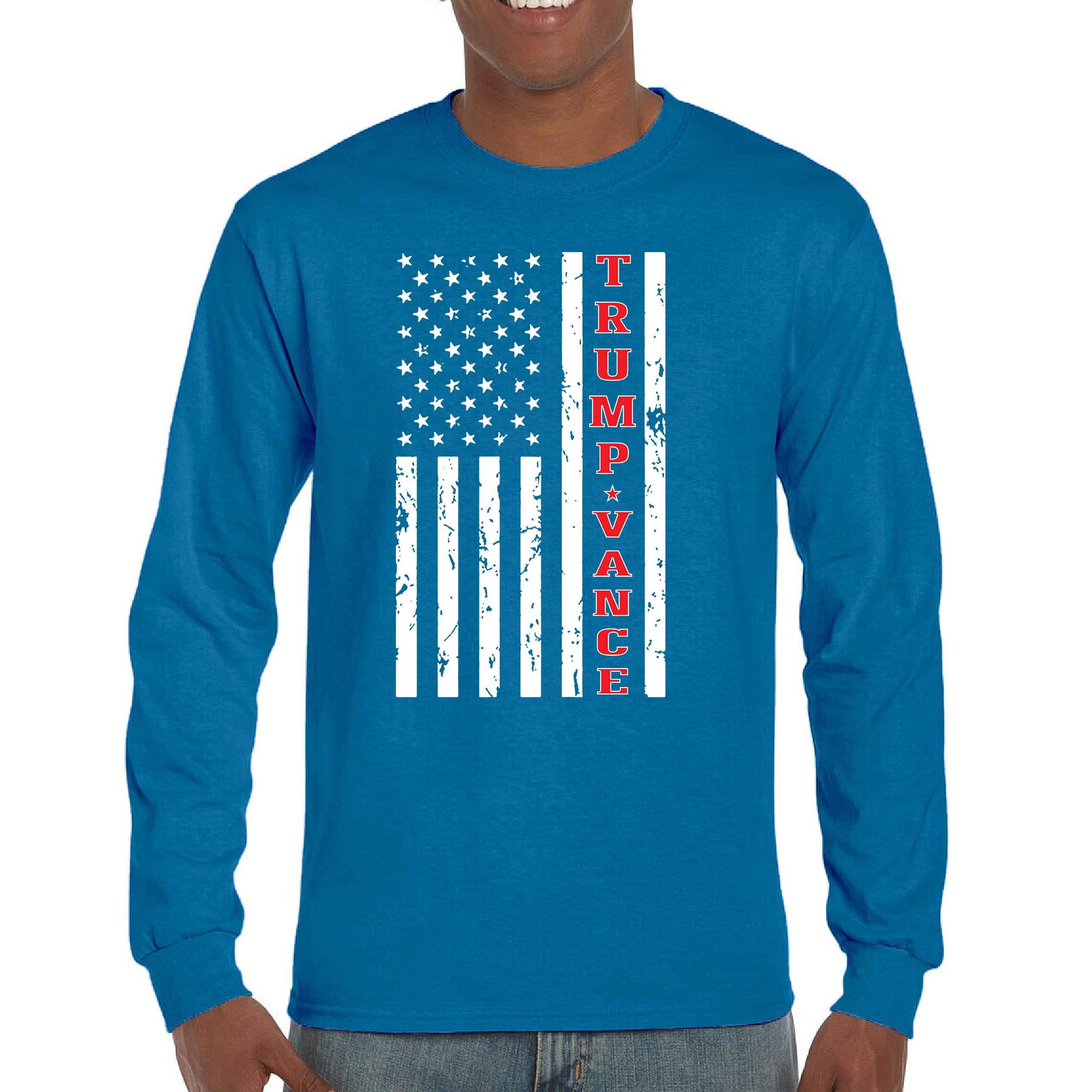 Trump JD Vance 2024 American Flag Long Sleeve Tshirt VP Take America