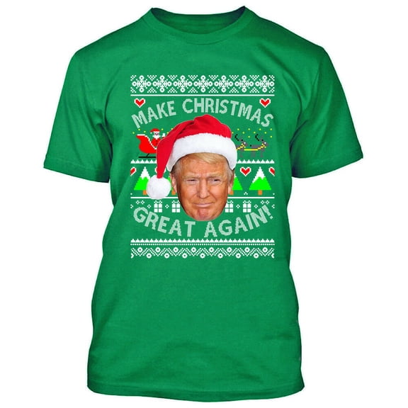 Trump Make Christmas Great Again Printed T-shirt Irish Green Tee Small