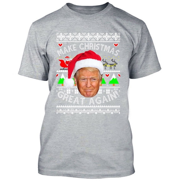 Trump Make Christmas Great Again Printed T-shirt Sport Gray Tee X-Large