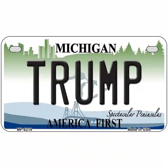 Trump Michigan Novelty Metal License Plate 7" x 4" Motorcycle (MP)