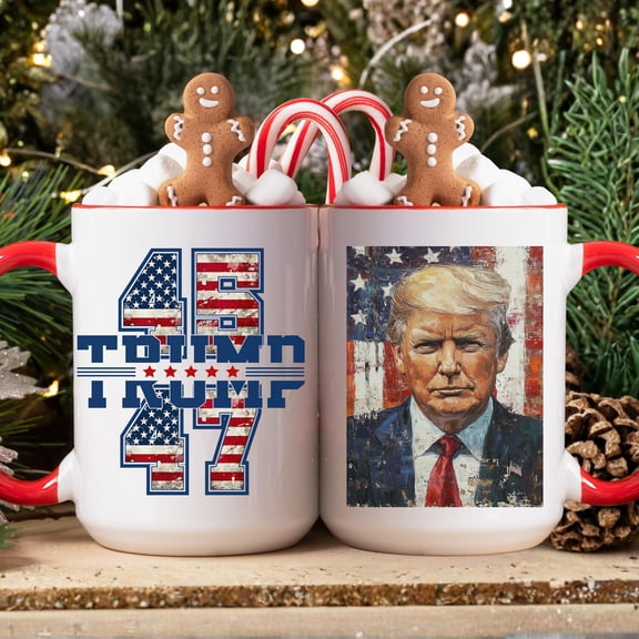 Trump Mug 45 47 Coffee Cup with Donald Trump Image, Funny Republican Gift for Patriot, MAGA Political Mug, Conservative Gift Idea