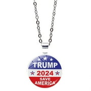 JIASEN Trump Necklace Ename Jewelry Make America Great Necklace Patriotic Design Versatile Holiday Gifts for Men And Women