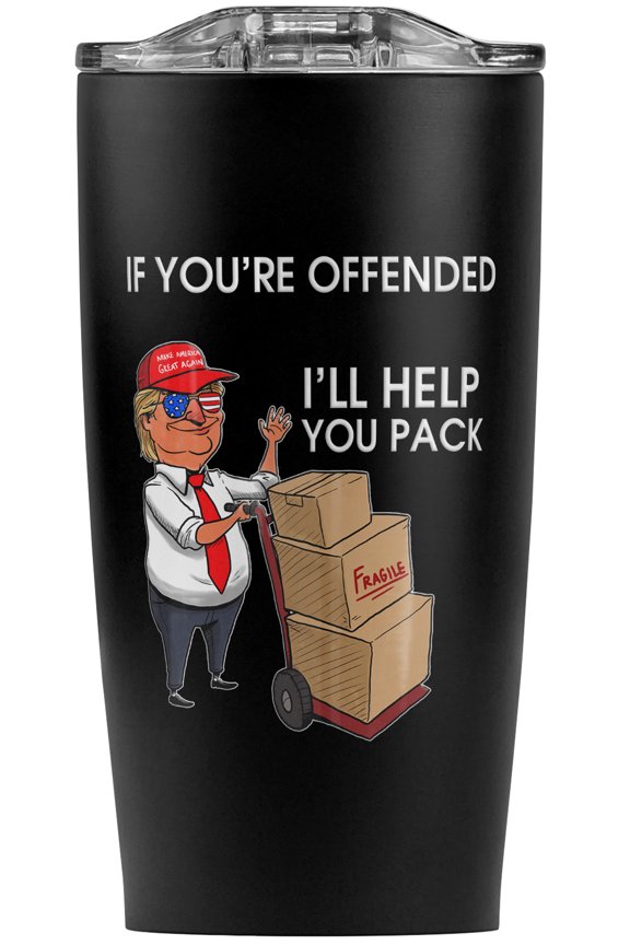 Trump Offended Help You Pack Republican Stainless Steel 20 oz Travel Tumbler, Vacuum Insulated & Double Wall with Leakproof Sliding Lid | Great for Coffee/Hot Drinks and Cold Beverages