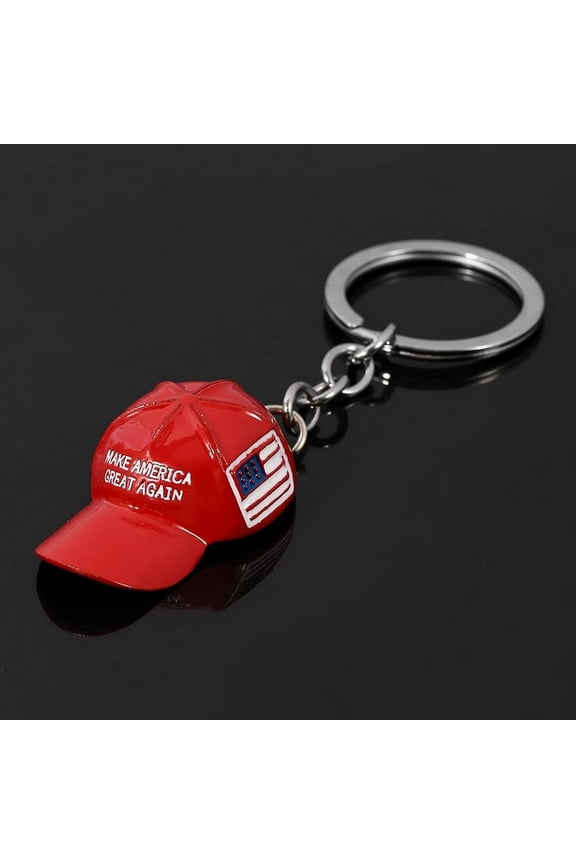 Trump Red cap Keychain, American Flag Keychain, Red Hat Metal Keychain for Men and Women