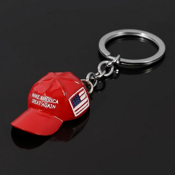 Trump Red cap Keychain, American Flag Keychain, Red Hat Metal Keychain for Men and Women