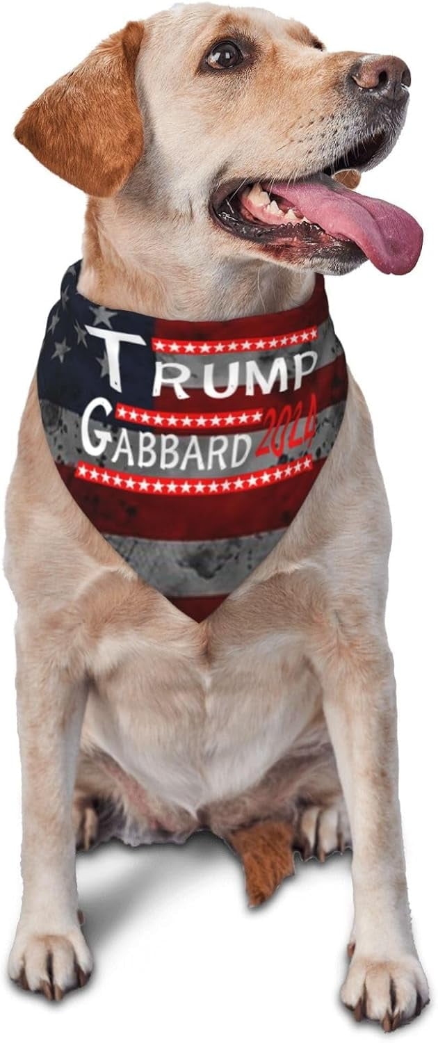 Trump Tulsi Gabbard 2024 Conservative US Flag Triangle Dog Bandana
