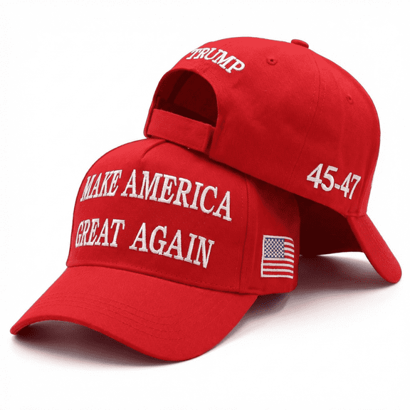Trump Unisex Red and White "Make America Great Again" Patriotic - Adjustable, Hat USA Flag