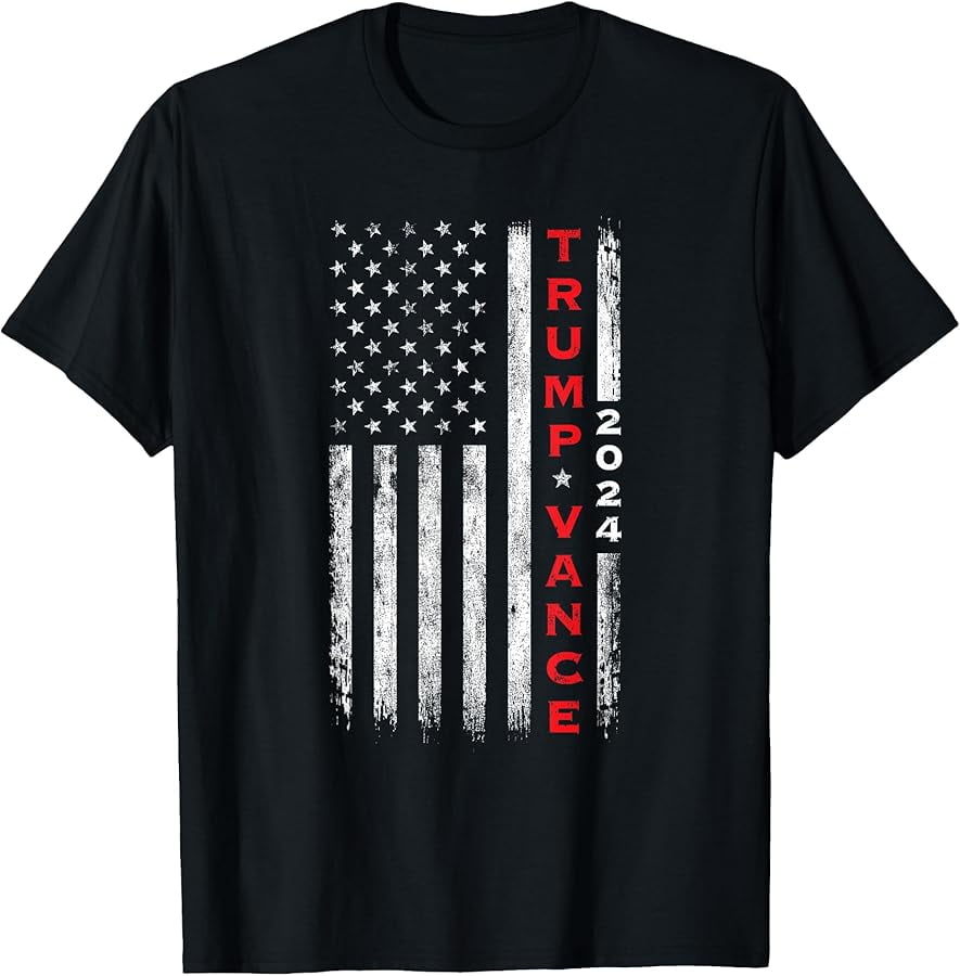Trump Vance 2024 Vintage Subdued Vertical Flag TShirt
